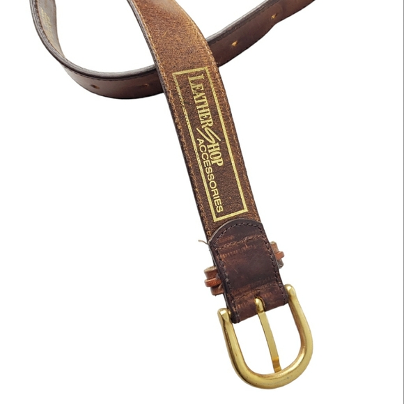 The Leather Shop Brass Buckle Brass Decorative Crossstiching Western Boho Belt… - Picture 4 of 5